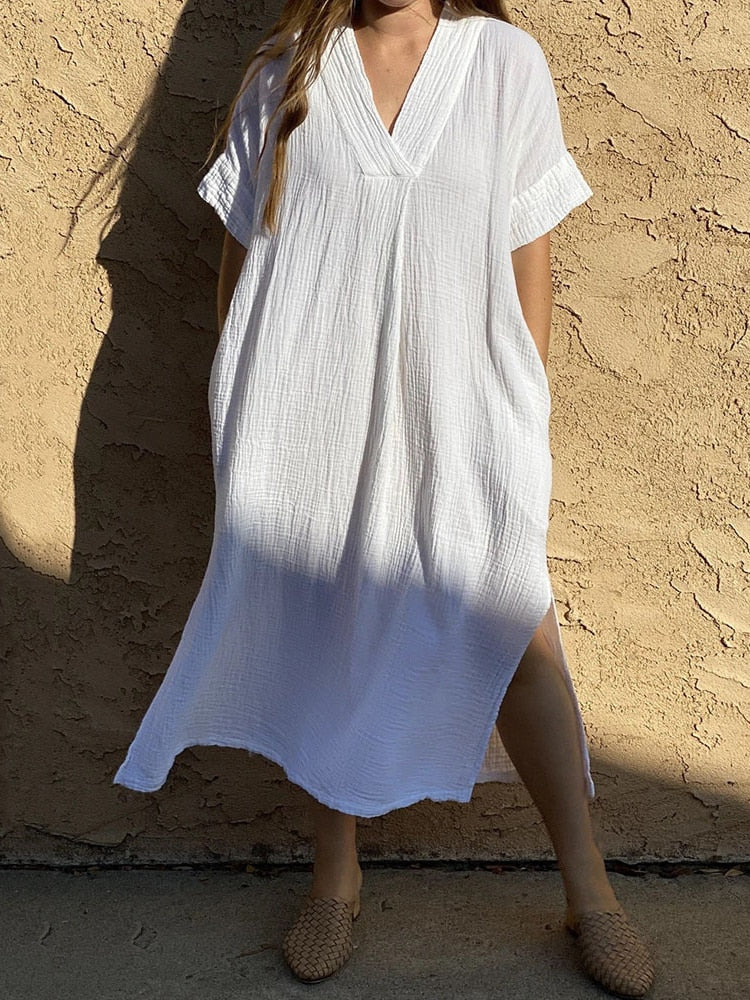 Robe de Plage Blanche Femme