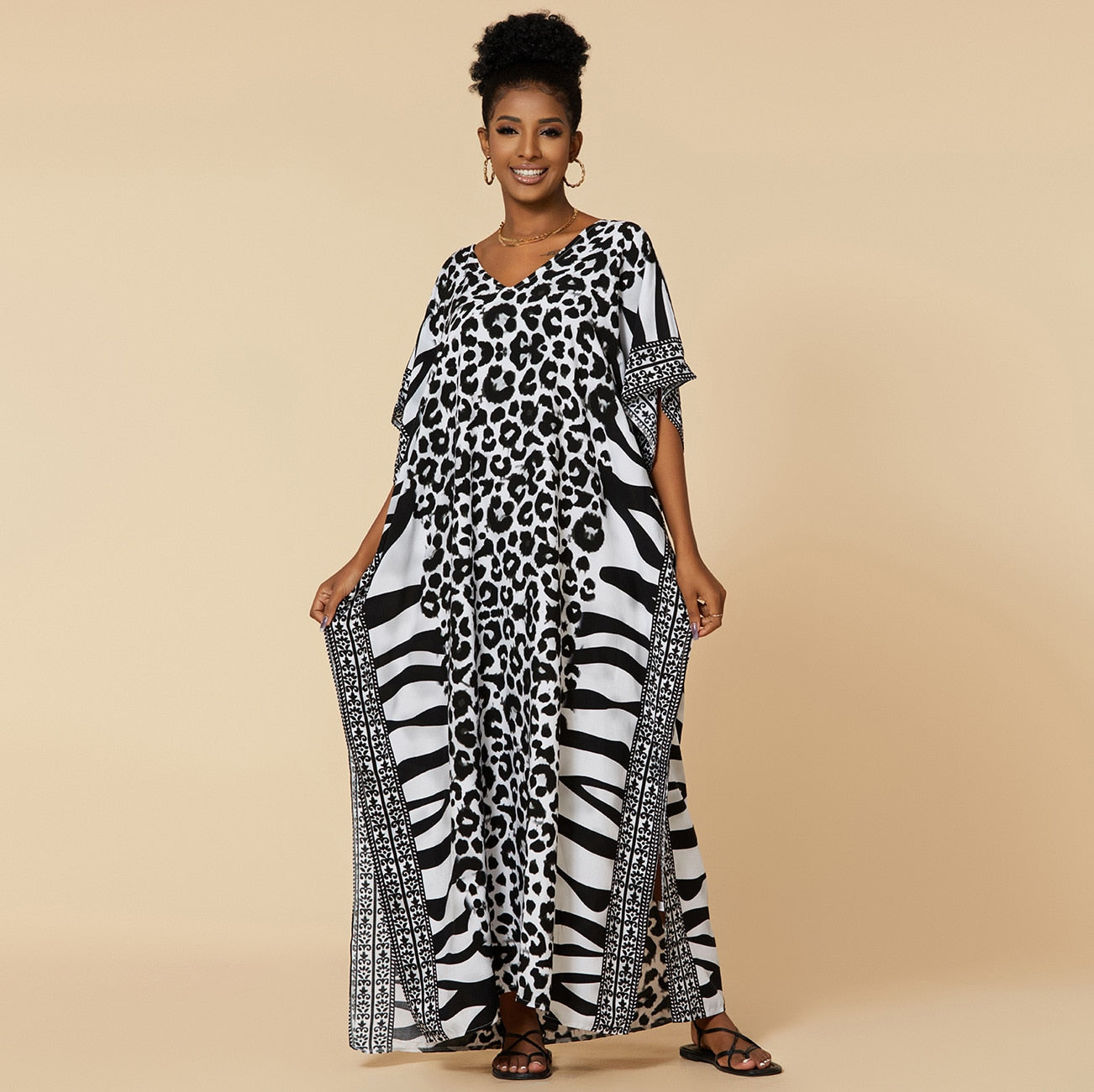 Robe Bohème Plage Femme Décoration Léopard-Zébré