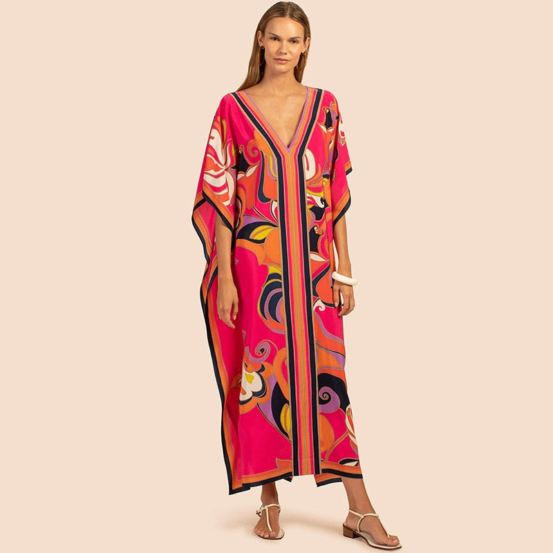 Robe-Poncho de Plage Colorée Femme