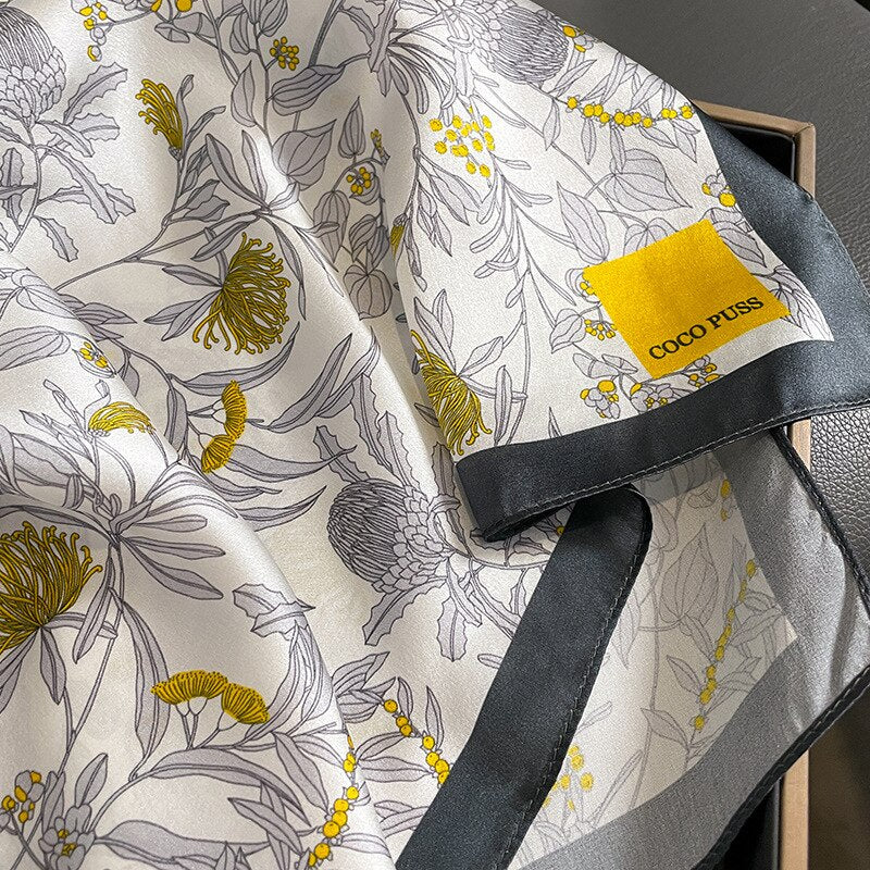 Carré 100% Soie Blanc Femme