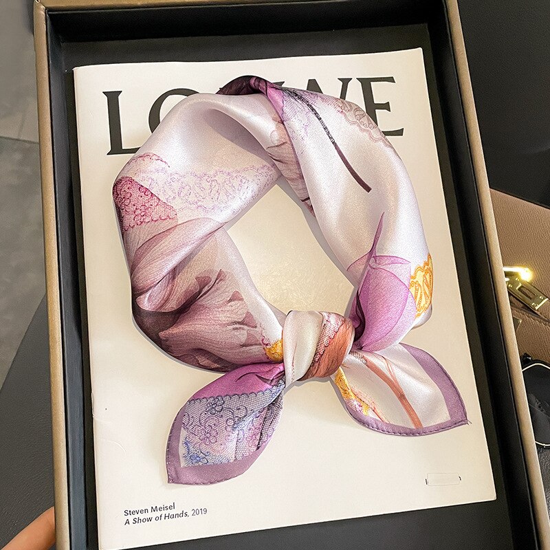 Carré 100% Soie Décoration Fleur Artistique Femme