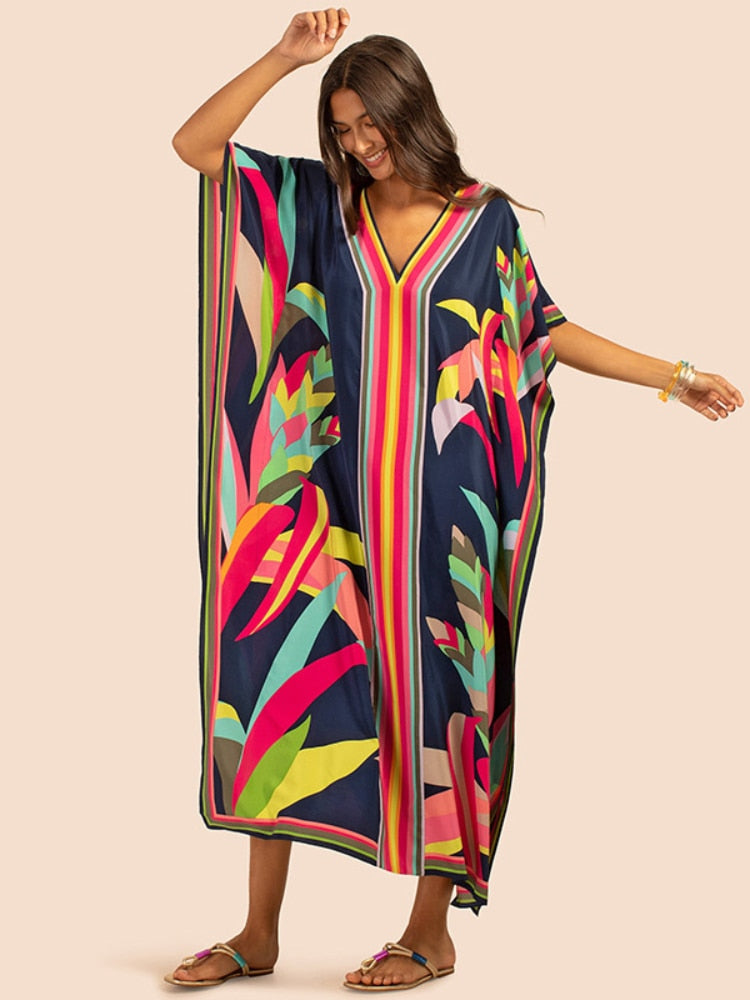 Robe-Poncho de Plage Colorée Femme