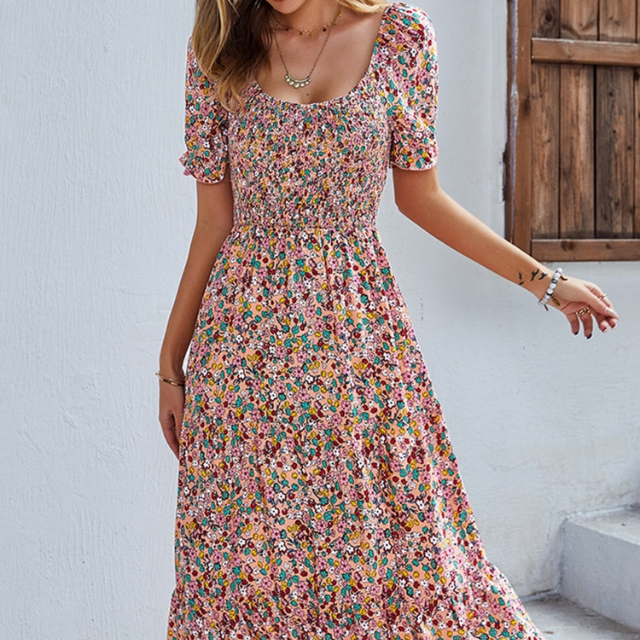 Robe Motif Fleur Femme