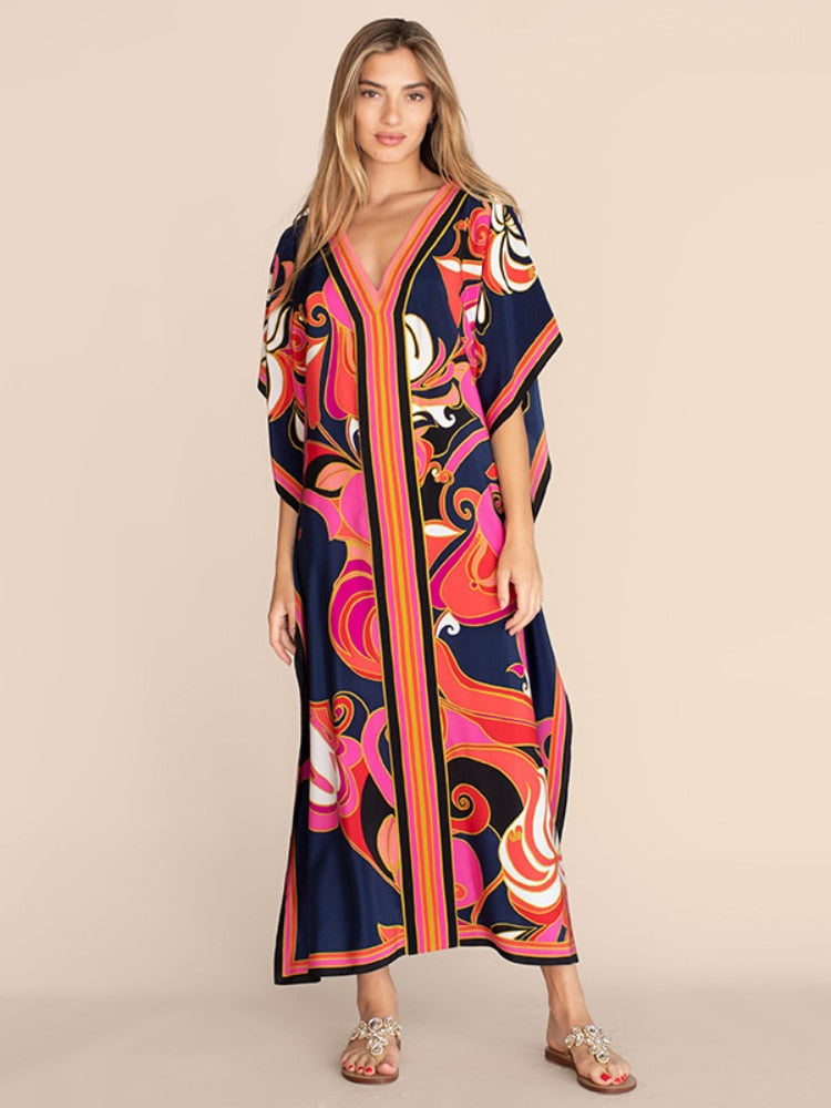 Robe-Poncho de Plage Colorée Femme