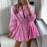 Robe Courte à Bouton Femme