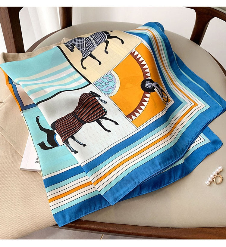 Foulard Carré Décoration Cheval Femme
