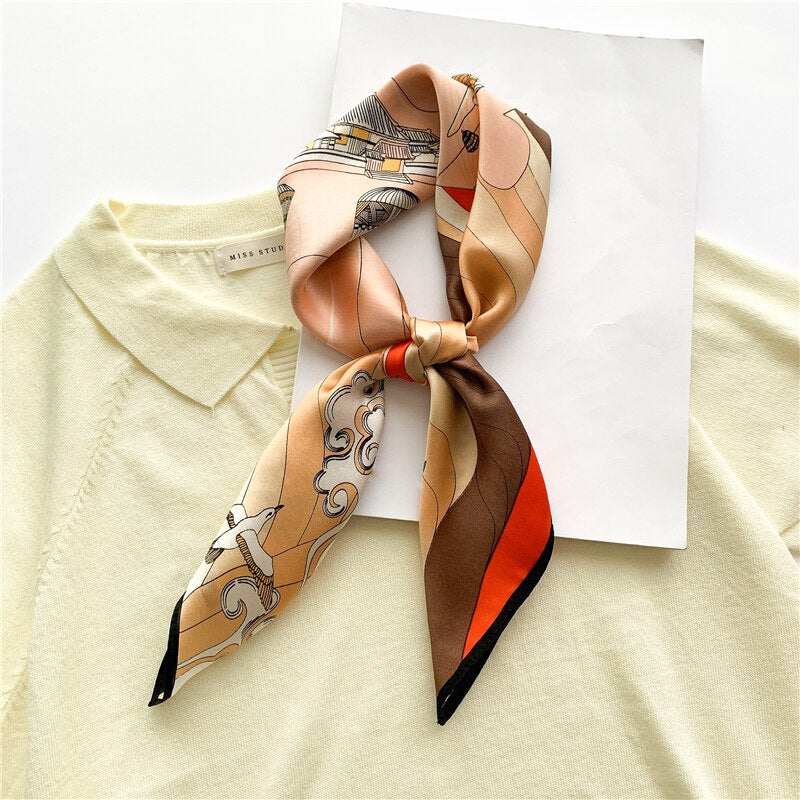 Foulard Carré de Soie Décoration Fleur