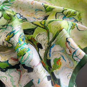 Carré 100% Soie Décoration Fleur Artistique Femme