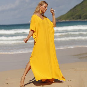 Robe de Plage Chic Jaune Femme