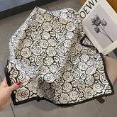 Carré 100% Soie Rose Noire et Blanche Femme